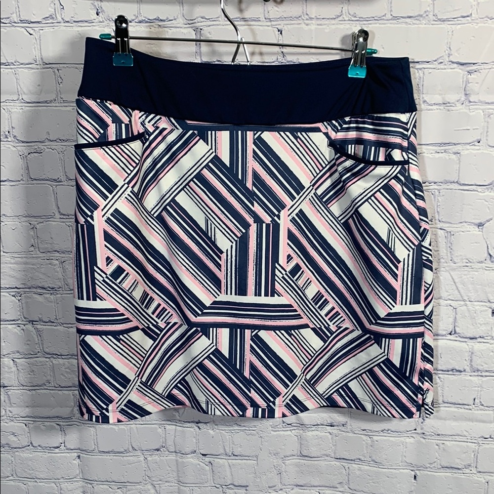 Adidas Womens Ultimate Knit Printed Skort Night Indigo/ True Pink ML Tennis Prep
